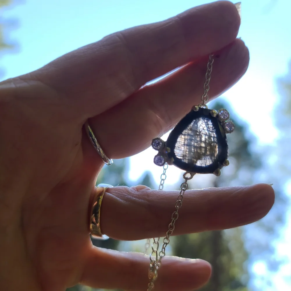 28k sapphire & Amethyst Sterling bracelet 8" adjustable - Picture 4 of 8